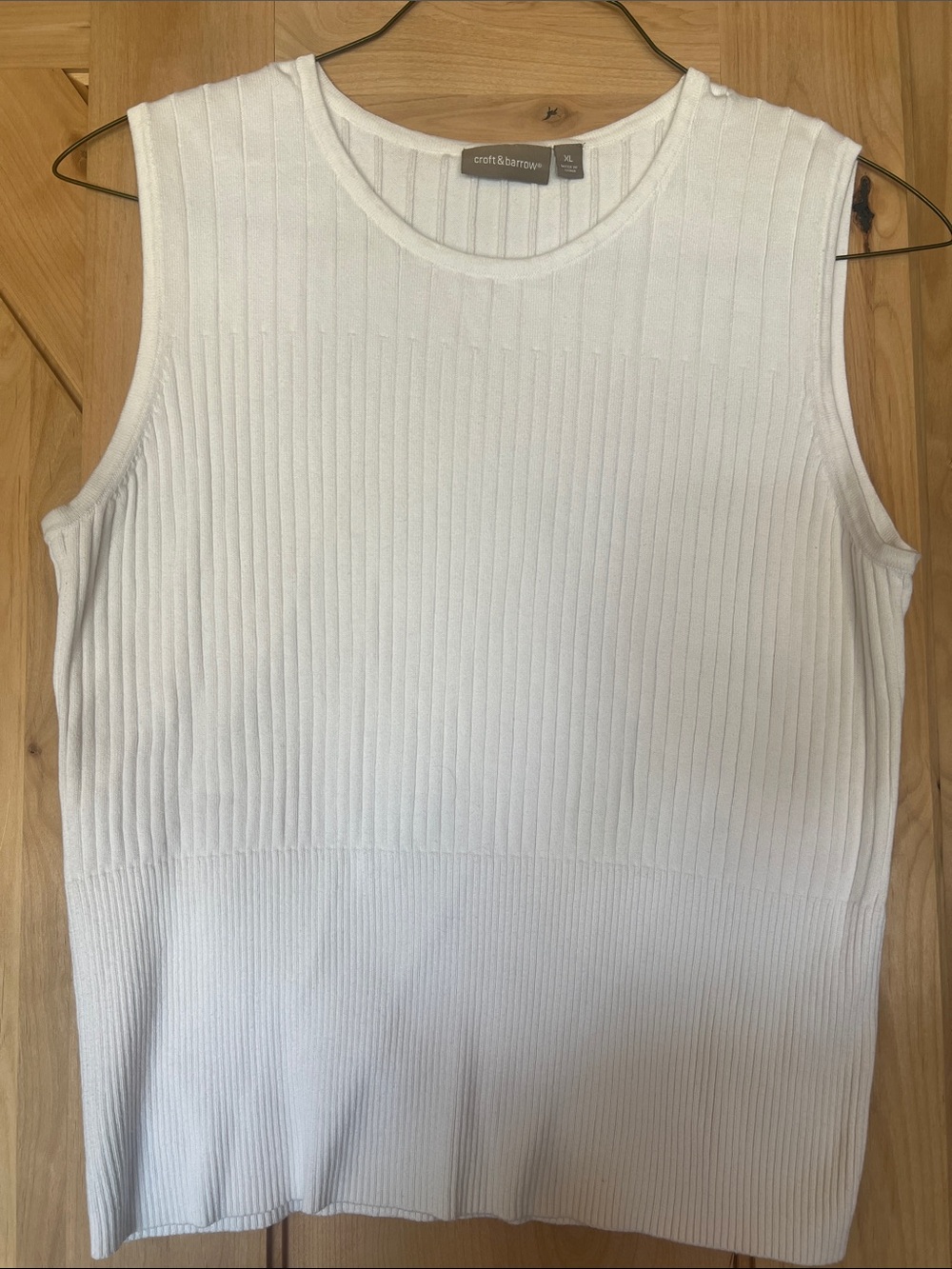 croft & barrow White Ribbed Sleeveless Tank Top